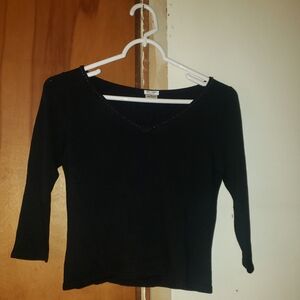 Black Jane Singer V-Neck Sweater, Women's Size S